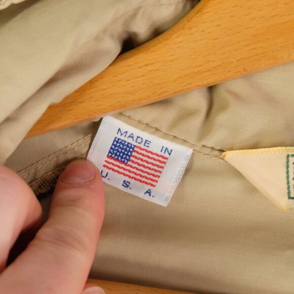 Vintage LL Bean Anorak Mens Extra Large Beige Blue Jacket Lightweight Zip USA - Picture 8 of 10